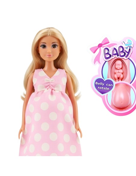 Lėlė besilaukianti mama su pilvuku ir tėtis – Woopie šeimos rinkinys