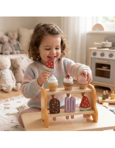 VIGA Drewniana Lodziarnia Sklepik Zestaw z Lodami 6 szt Lodów 2