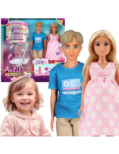 Woopie Family Doll Set with Baby and Play Accessories