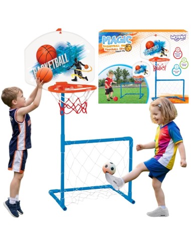 WOOPIE Set 2in1: Basketball und Fußballtor mit Ball