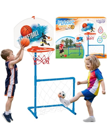 WOOPIE Set 2in1: Basketball und Fußballtor mit Ball