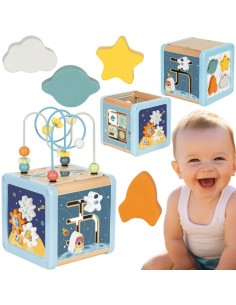 Drewniana Kostka Kosmos Tooky Toy- Edukacyjny Sorter Labirynt 18m+