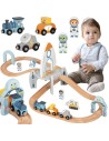 Holz-Weltraumzug Tooky toy – Strecken-Set mit Rakete, 3+ Spiel