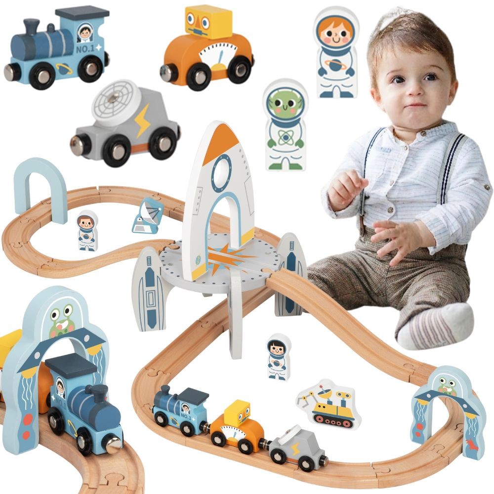 Drewniana kolejka kosmiczna zestaw tory - 28 z 28