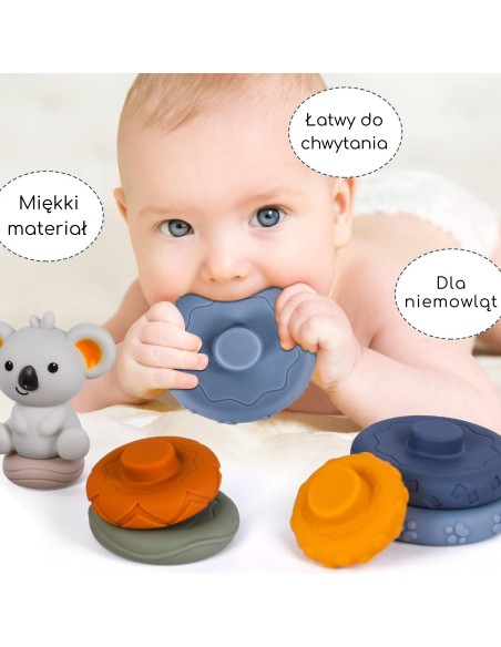 WOOPIE BABY Edukacinis rinkinys Koala piramidė 2in1 ir kramtukas