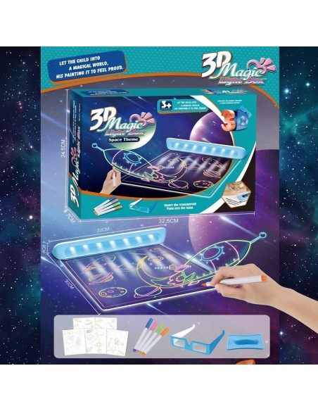 WOOPIE Maginė 3D lenta su LED apšvietimu - Piešimo žaislas