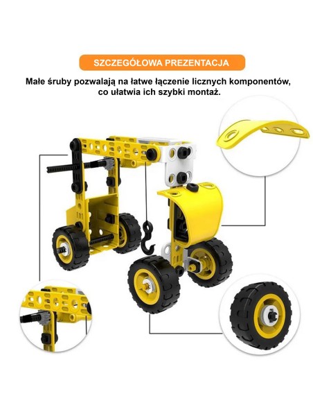 WOOPIE transporto priemonės 8in1 – konstravimo rinkinys iš kaladėlių STEAM vaikams