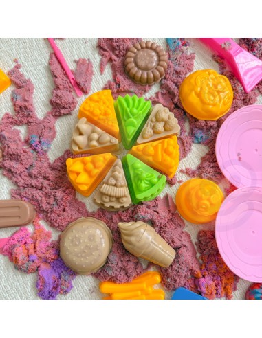 WOOPIE kinetinis smėlis 6 spalvų 1,2 kg su formelėmis
