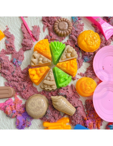 WOOPIE kinetinis smėlis 6 spalvų 1,2 kg su formelėmis