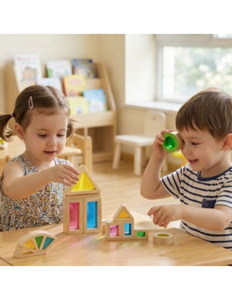 Drewniane Klocki Lustra Tooky Toy - Kolorowa Edukacja i Rozwój Zmysłów