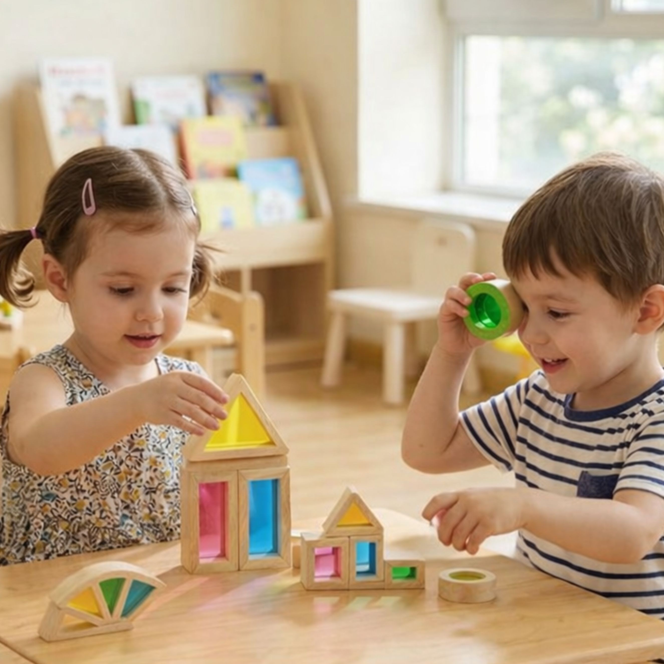 Drewniane kolorowe klocki lustra zestaw 8 el. fsc - 22 z 24