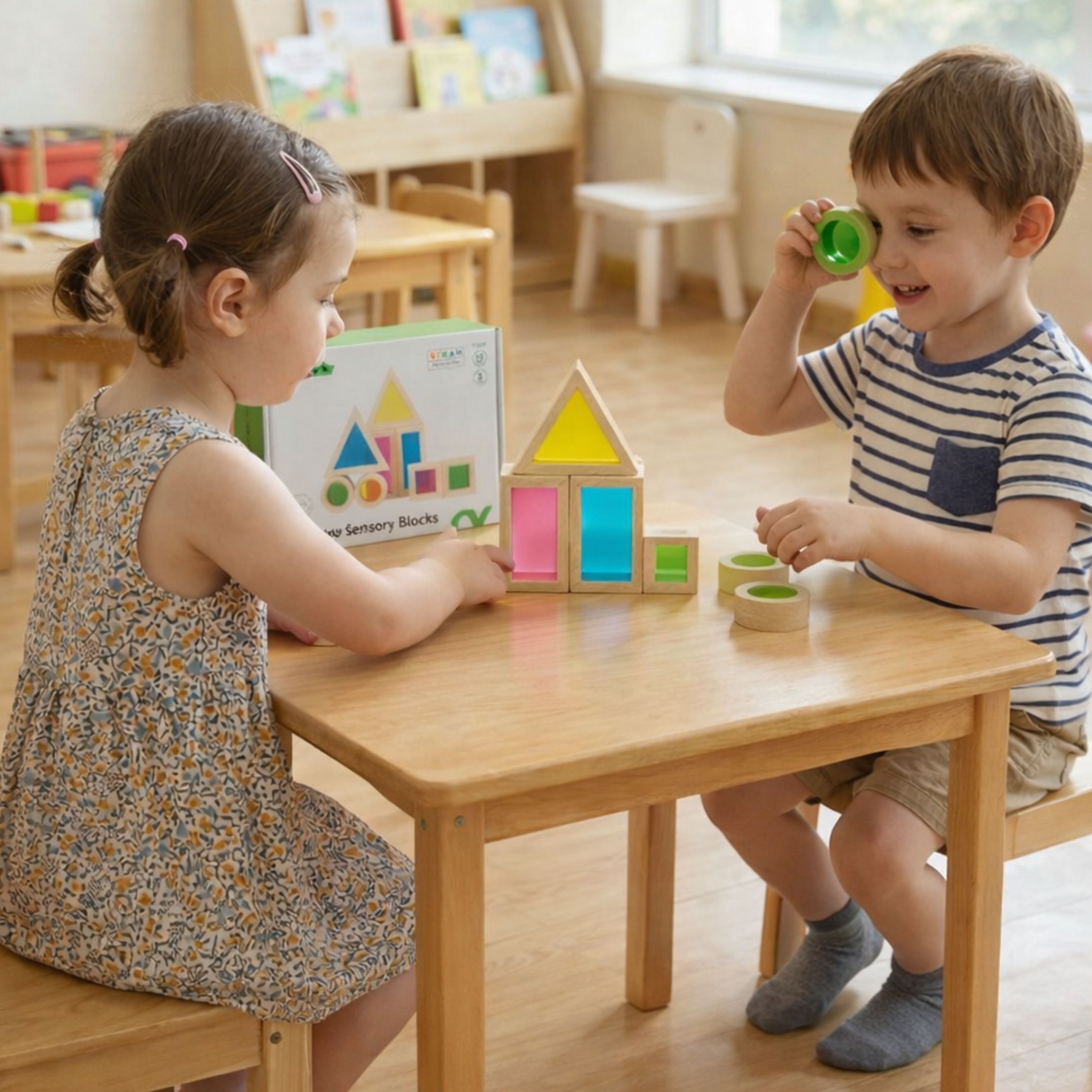 Drewniane kolorowe klocki lustra zestaw 8 el. fsc - 23 z 24