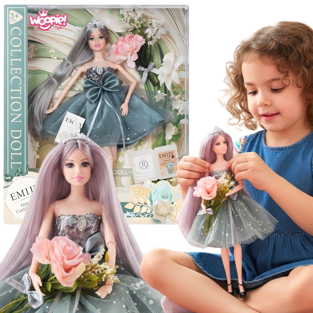 WOOPIE ROYAL Emi Docka i tyllklänning med rosett och blomsterbukett