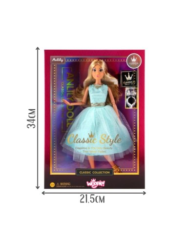 Lėlė Lily 30 cm Classic Woopie - Turkio spalvos suknelė, blondinės plaukai