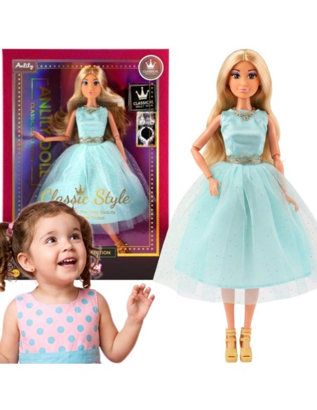 Lėlė Lily 30 cm Classic Woopie - Turkio spalvos suknelė, blondinės plaukai