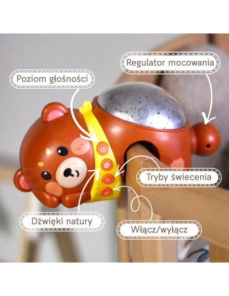 Projektor gwiazd Miś usypiacz dla niemowląt – idealny na noc Woopie