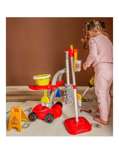 WOOPIE XXL Cleaning Set 3-in-1 Trolley 29 Pieces Red