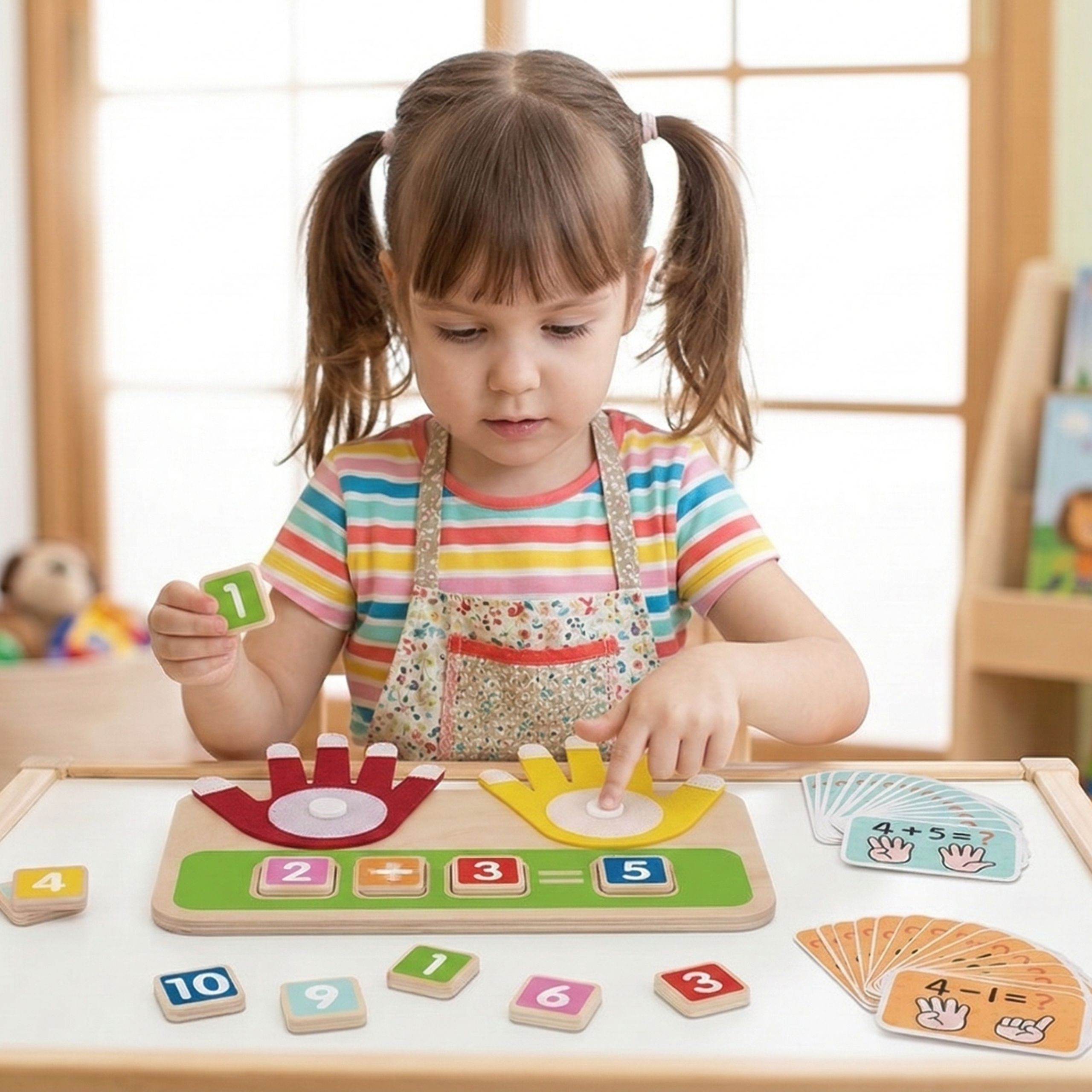 Drewniana edukacyjna zabawka do nauki liczenia na palcach dodawanie i odejmowanie - 8 z 10