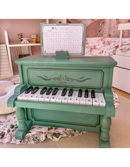Vintage pianinas CLASSIC WORLD su mokymosi knygute – smagus užsiėmimas!
