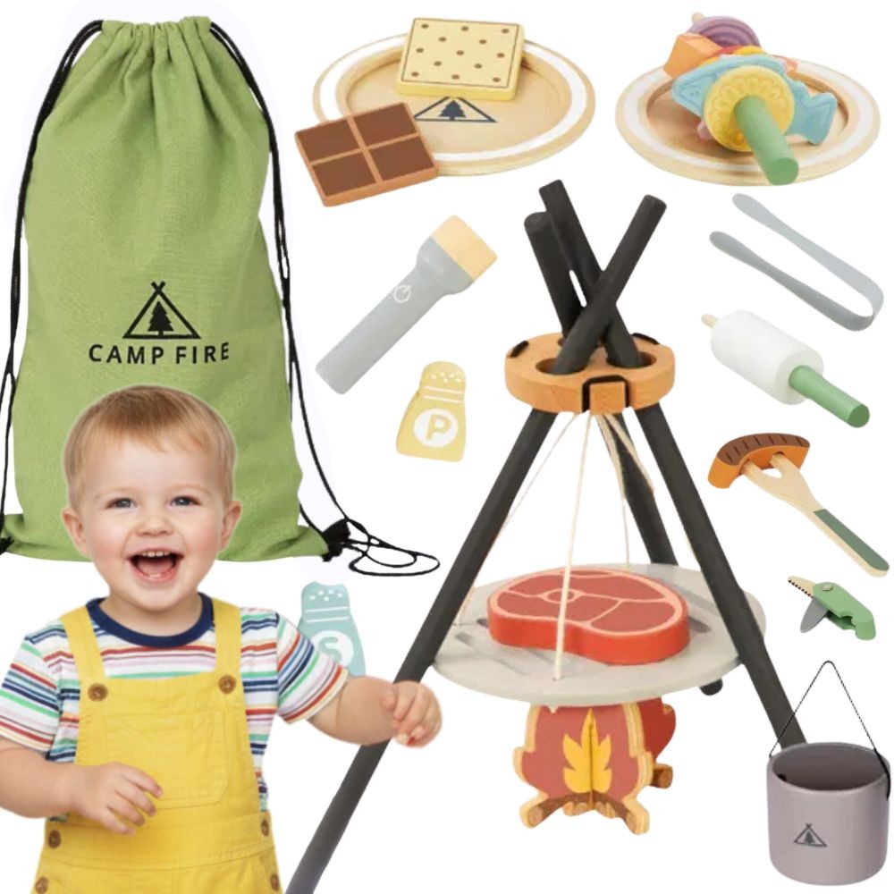 Drewniany kempingowy zestaw do gotowania ognisko - 7 z 8