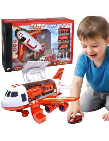 Transporter Samolot Strażacki z Autkami i Dźwiękami - WOOPIE