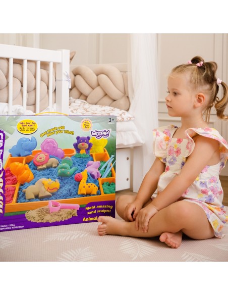 WOOPIE Kinetiksand 1,2 kg XL-Set ZOO mit Förmchen