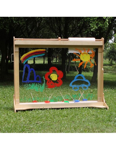 MASTERKIDZ Drewniana Sztaluga Okienna do Malowania - Idealna dla Dzieci