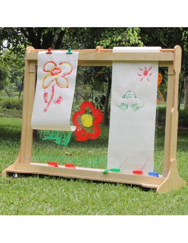 MASTERKIDZ Drewniana Sztaluga Okienna do Malowania - Idealna dla Dzieci