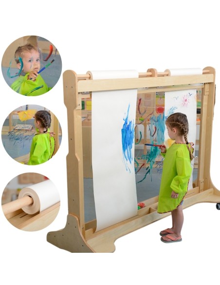 MASTERKIDZ Drewniana Sztaluga Okienna do Malowania - Idealna dla Dzieci