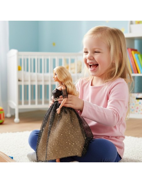 Lėlė Lily Woopie - Vakarinė juodos ir auksinės spalvų 30cm suknelė