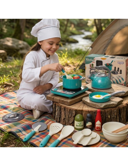 Woopie pink kitchen set for children - for playing chef, 30 pieces.