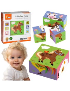 VIGA Drewniana Układanka Puzzle Farma - 4 Klocki Edukacyjne