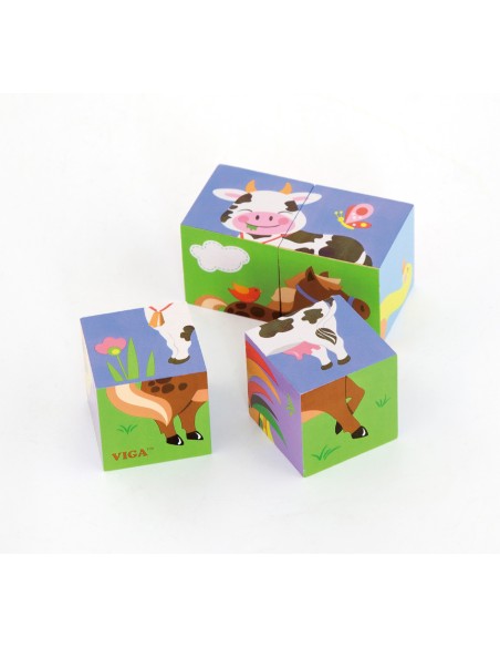 VIGA Holzpuzzle Farm – 4 Lernbausteine