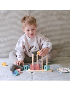 Holz-Lernspiel Montessori Krabbe Tooky Toy – Bunte Stapel aus Bausteinen 2
