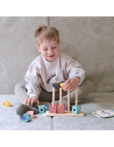 Holz-Lernspiel Montessori Krabbe Tooky Toy – Bunte Stapel aus Bausteinen