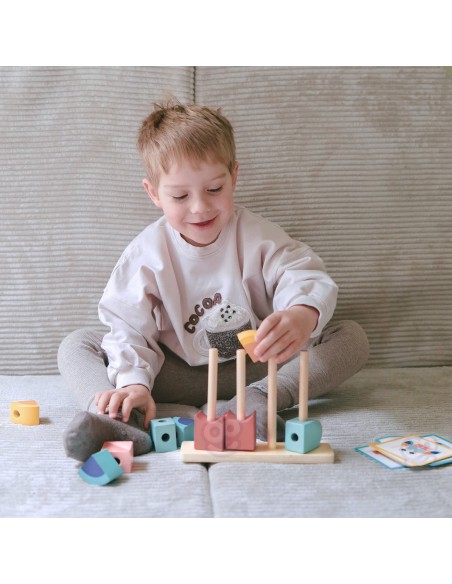 Holz-Lernspiel Montessori Krabbe Tooky Toy – Bunte Stapel aus Bausteinen