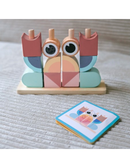 Holz-Lernspiel Montessori Krabbe Tooky Toy – Bunte Stapel aus Bausteinen