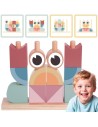 Holz-Lernspiel Montessori Krabbe Tooky Toy – Bunte Stapel aus Bausteinen