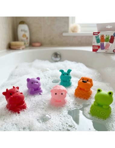 Weiche Sinnes-Tiere fürs Baden WOOPIE – Gummispielzeug 6 Stk
