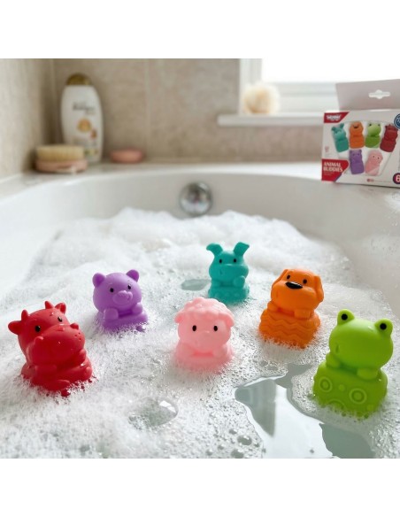 Miękkie Zwierzątka Sensoryczne do Kąpieli WOOPIE -Gumowe Zabawki 6 szt