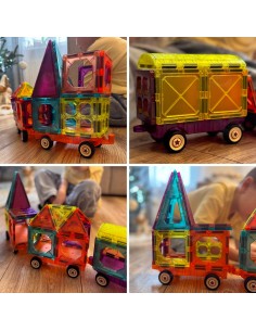 Magnetinės kaladėlės traukinys Woopie – transporto statyba 71 el. 2