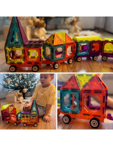Magnetinės kaladėlės traukinys Woopie – transporto statyba 71 el.