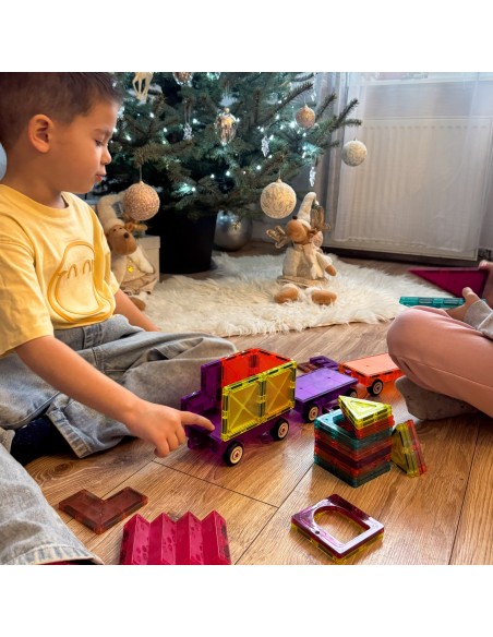 Klocki Magnetyczne Pociąg Woopie - budowanie pojazdów 71element
