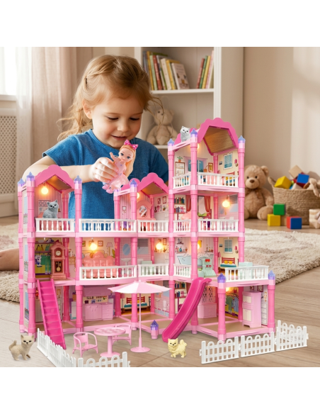 Duży Domek Dla Lalek Willa Kids Doll House Playset Woopie - 296 el.
