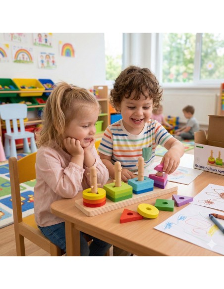 Drewniany Sorter Kształtów Montessori Tooky Toy- Rozwój i Nauka Zabawą