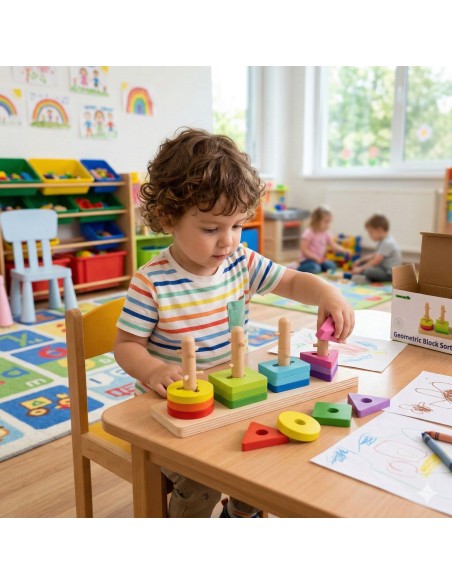 Drewniany Sorter Kształtów Montessori Tooky Toy- Rozwój i Nauka Zabawą