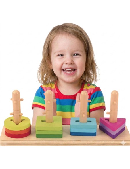 Drewniany Sorter Kształtów Montessori Tooky Toy- Rozwój i Nauka Zabawą