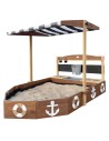 Holz-Sandkiste Schiff mit Schirm und Matschküche – Spielspaß mit AXI