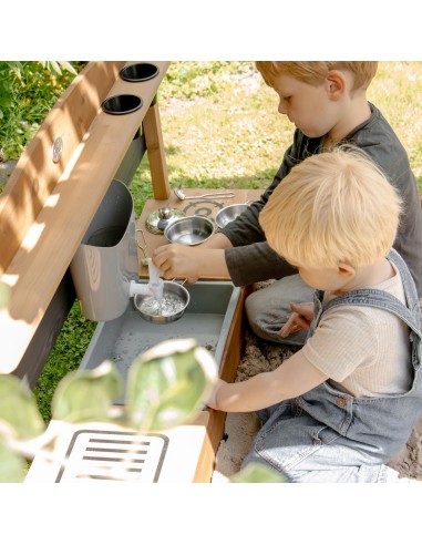 Drewniana Piaskownica Statek z Daszkiem i Kuchnią Błotną -zabawa z AXI