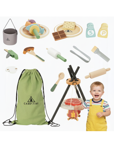 Drewniany Zestaw Kempingowy Tooky Toy – Zabawa Gotowaniem dla Dziecka
